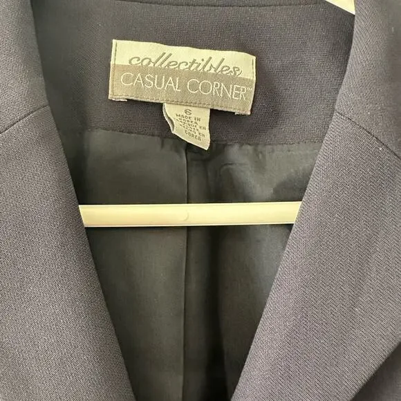 Vintage Casual Corner Blazer Women's 6 Navy Lined Notch Collar Office Jacket - Picture 8 of 8